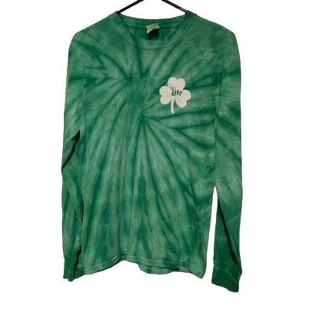 Miller Lite Size Small Long Sleeved Green Tie Dye T-Shirt